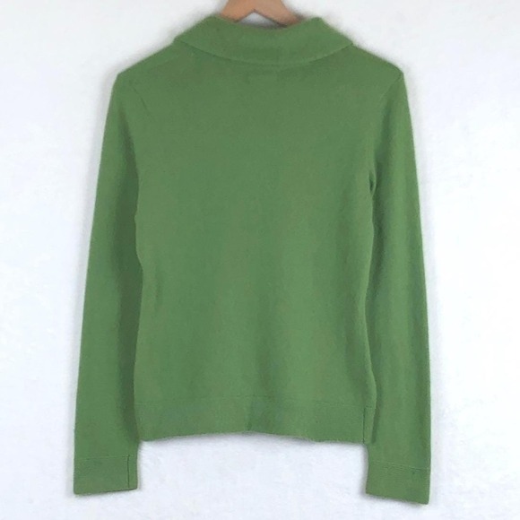 VTG CAROLE LITTLE Angora Lambs Wool Blend Shawl Collar Knit Sweater Sz M Green - Picture 2 of 8